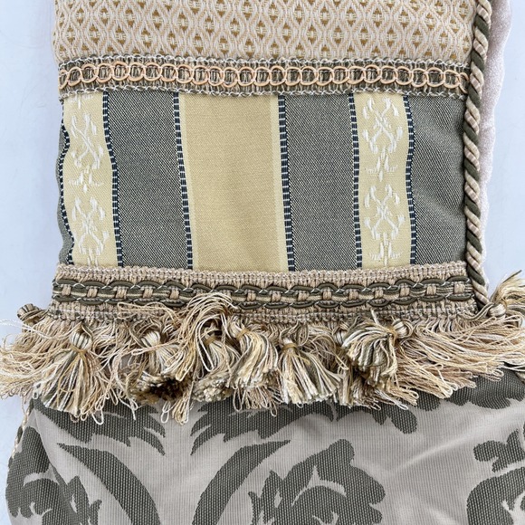 Victorian Luxury Christmas Stocking Fabric Brocade Rich Beige Velvet Tassels 23" - Picture 5 of 9